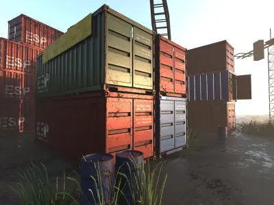 Ship container  yard  Low-poly 3D model