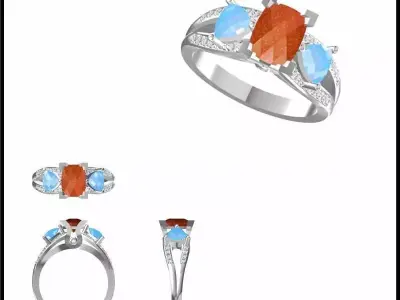 JCD Format Antique color stone rings design 3D print model
