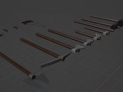 Low poly tools set of 3D model