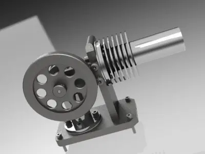 Horizontal Stirling Motor Free 3D model