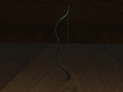 Stylized Wooden and Black War Bow - Low Poly 3D Model Free low-poly 3D model