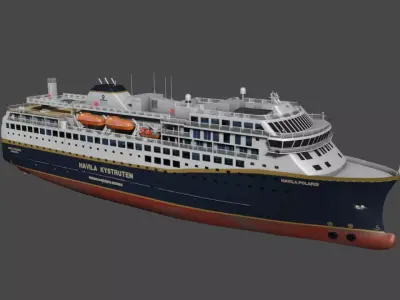 Havila Polaris Cruise ship 3d low-poly model Low-poly 3D model