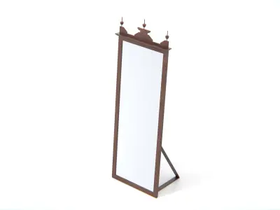 Antique Wooden Standing Mirror Low-poly 3D model