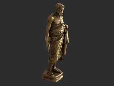 Greek Man Statue - Gold Low-poly 3D model