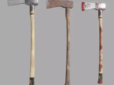 woodsman axe - 3 texture styles Low-poly 3D model