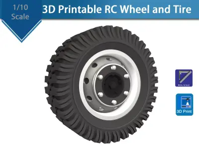 3D printable - RC Truck wheel and tire kit  3D print model