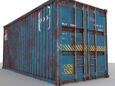 Rusted Container 20 ft Low-poly 3D model