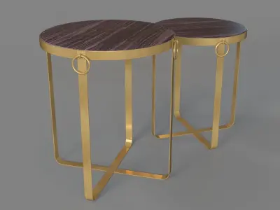 Onix Set Of 2 Tables Purple And Antique Gold 3D model