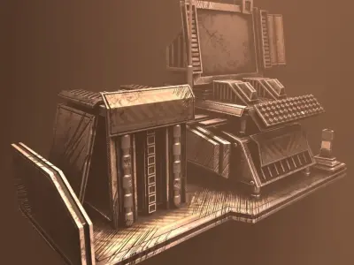 Rusty typewriter  Low-poly 3D model