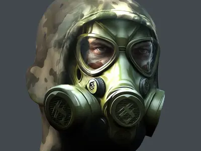 Gas mask helmet 3d model military combat Low-poly  Low-poly 3D model 5