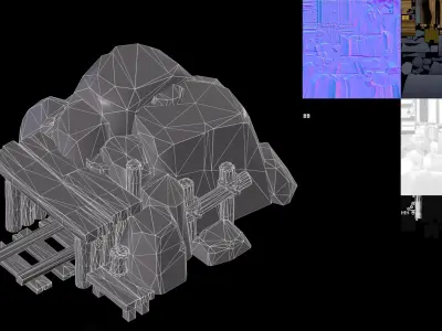 Game-ready stylized mine  Low-poly 3D model