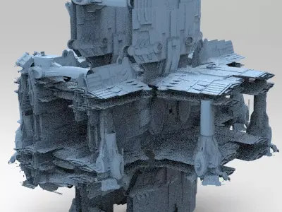 Dark Elven Sci-Fi Dome cube tower  3D model