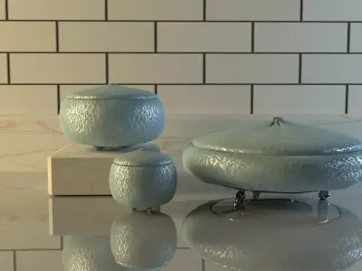 Handmade Clay Dishes 3D model