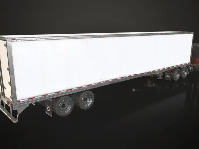 Flat Top Semi Truck Refrigerated Trailer Low-poly 3D model