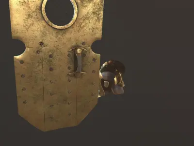 steampunk shield and helmet Low-poly 3D model