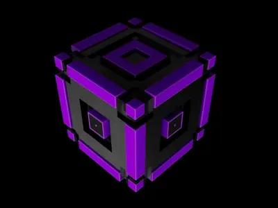Abstract sci-fi cube Low-poly 3D model