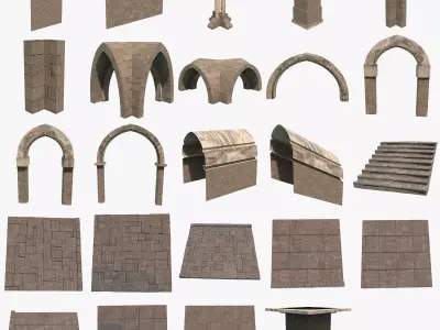 Modular Dungeon Low-poly 3D model purchase