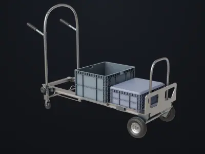 Convertible Hand Truck Steel  All PBR Unity UE Textures Low-poly 3D model