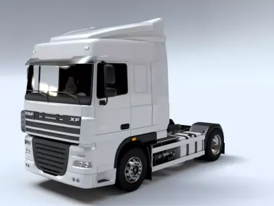 Articulated DAF XF Truck Sleeper Cab Low-poly 3D model