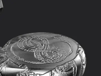 Silver 1700 sword with pistol with used and new textures Low-poly 3D model