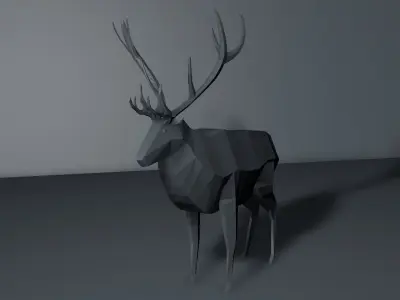 Low poly deer with antlers Low-poly 3D model
