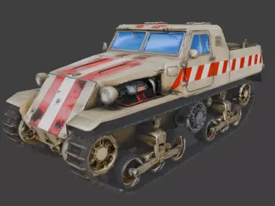 Realistic Hard Sci-Fi Half-Track Scout Low-poly 3D model purchase