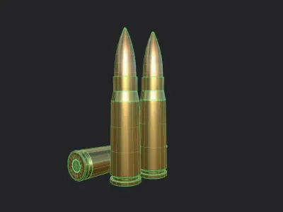 762 -39 mm M43 Soviet Ammo Low-poly 3D model
