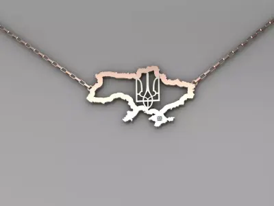 Ukraine map pendant p0020 3D print model