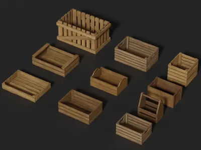 Wooden Crate Small Pack 2 PBR 10 Low-poly 3D model