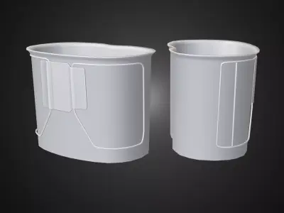 Canteen Cup 3D Model - Worn Military Butterfly Handle Pot Low-poly 3D model