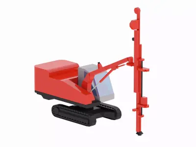 Drill Rig Construction DX800 Simplified Low-poly 3D model