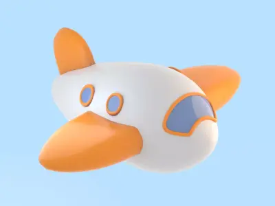 Cartoon low poly airplane Low-poly 3D model