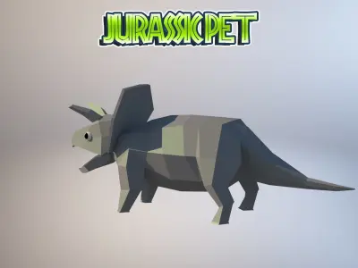Triceratops origami Low-poly 3D model