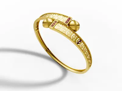 Elegent ladies  bangle 3d model with render details 3D print model