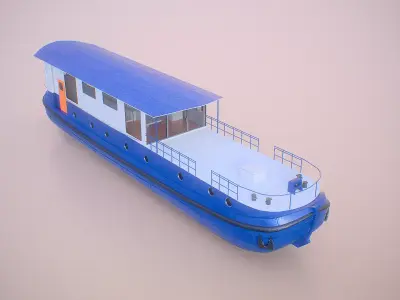 Dutch Barge Houseboat 3D Model Modern Floating Home Low-poly 3D model