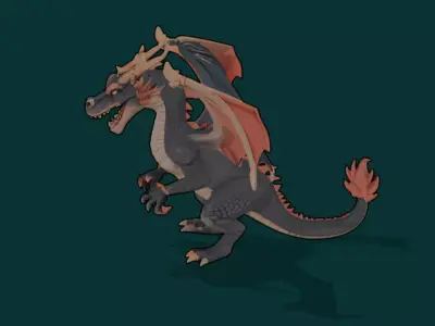 Cartoon evil dragon Low-poly 3D model