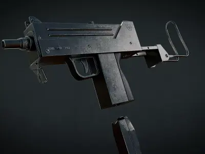 Submachine Gun Blender Rig - MC10 Rig V1 Low-poly 3D model