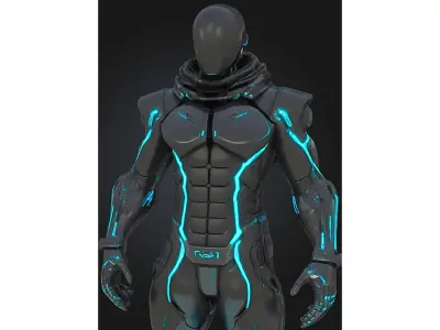 Sci Fi Tactical Cyborg Low-poly 3D model