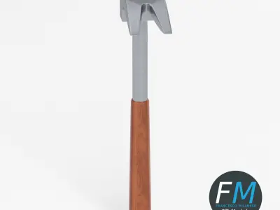 Claw hammer with wooden handle 3D model