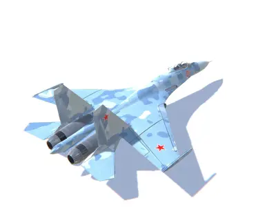 SU-27 Flanker Jet Fighter Aircraft Low-poly 3D model