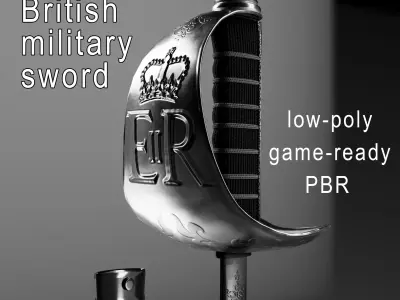 British military sword Low-poly 3D model