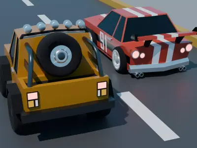 Chibi Race Car Low Poly 3D Model Low-poly 3D model