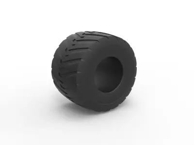 Monster Jam tire 7 Scale 1 to 25 3D print model