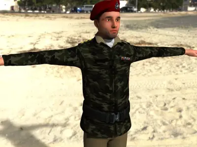 Army commandor Low-poly 3D model