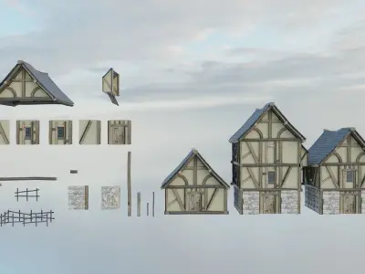 Medieval House Collection Low Poly Free low-poly 3D model