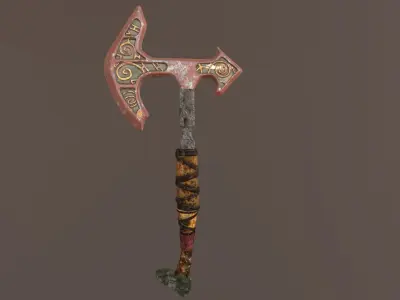Battle Axe Mid Poly - UV and Textures 3D model