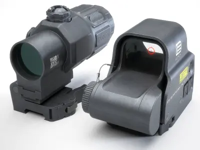 EOTech EXPS3 With Magnifier 3x Low-poly 3D model
