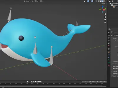 Low Poly - Cartoon Whale Rigged Low-poly 3D model