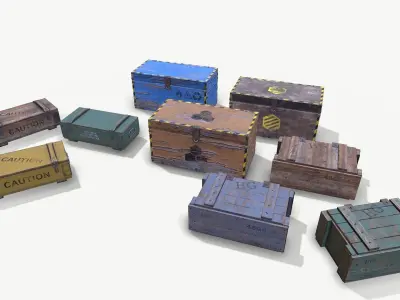 Loot Boxes pac Low-poly 3D model