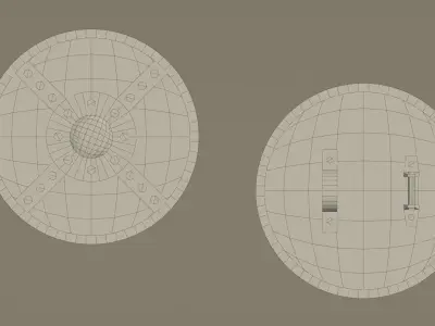 Medieval round wooden shield Low-poly 3D model